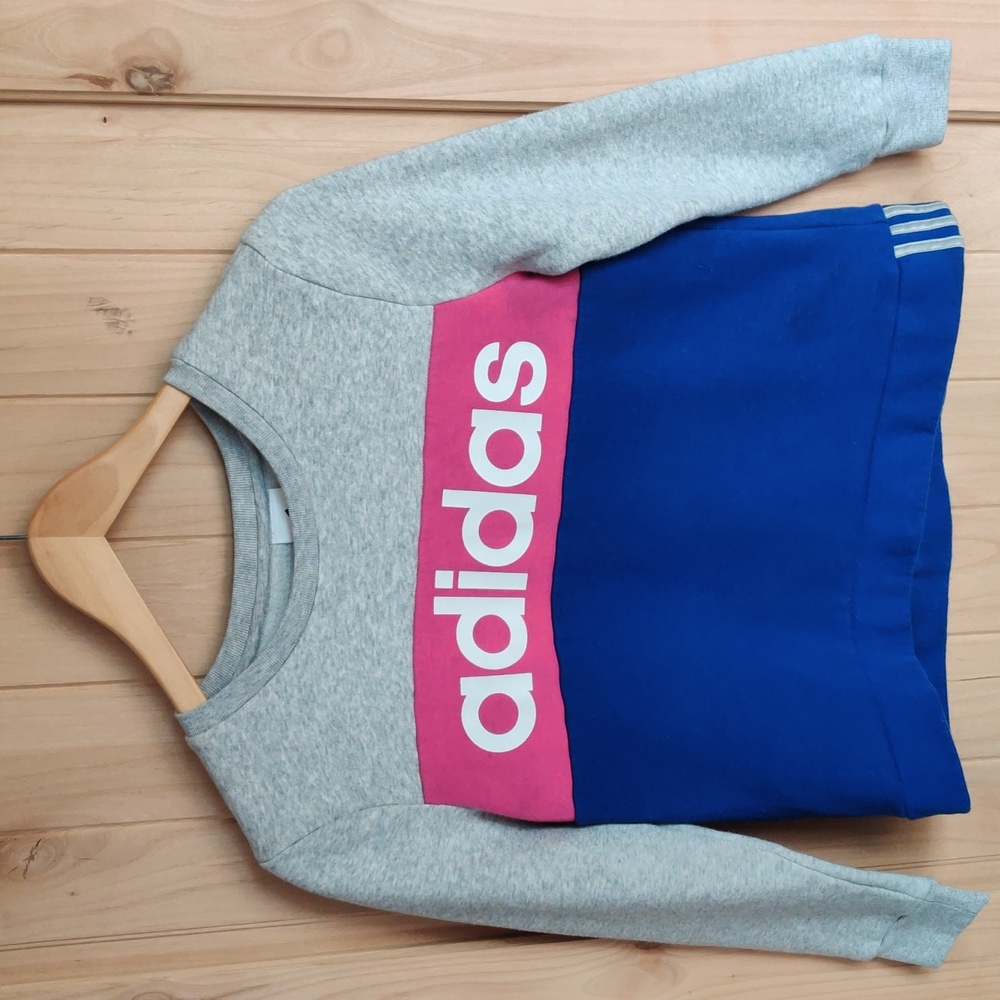 Adidas Pink, Gray, and Blue Crewneck Sweatshirt